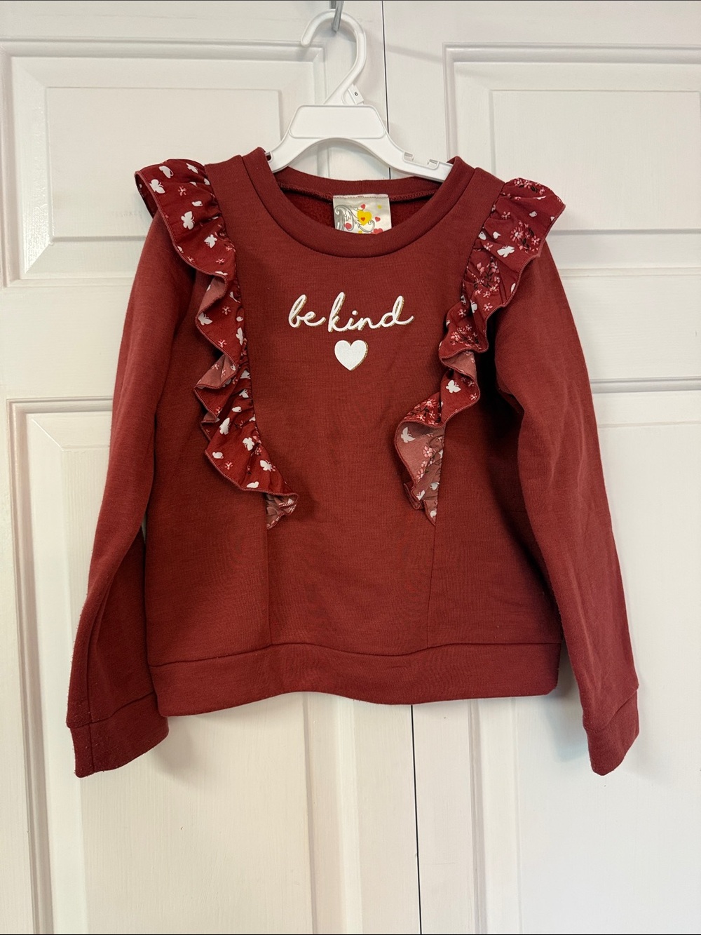 Girls' Rust Be Kind Ruffle Sweatshirt - Cozy Everyday Top